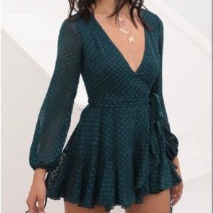 Lexie Ruffle Wrap Dress i'm Dotted Emerald Chiffon